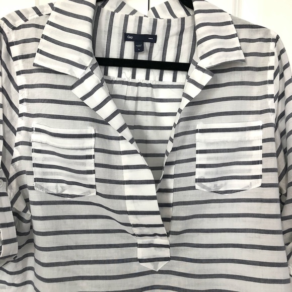 Gap Semi Sheer Stripe Shirt L - Picture 4 of 5